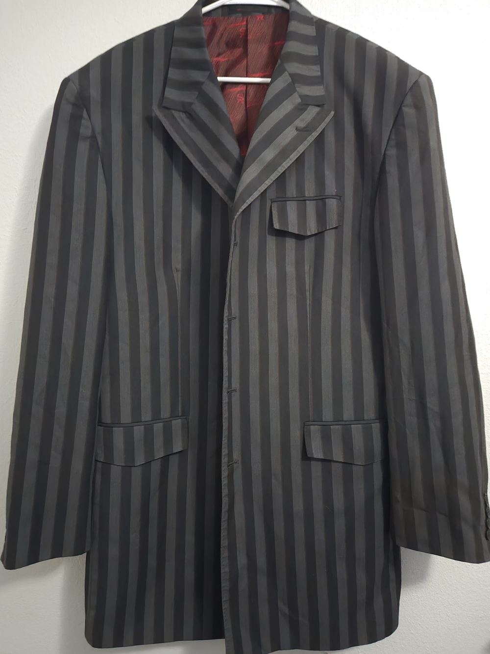 Stacy Adams Black and Gray Vertical Stripe Sport Coat